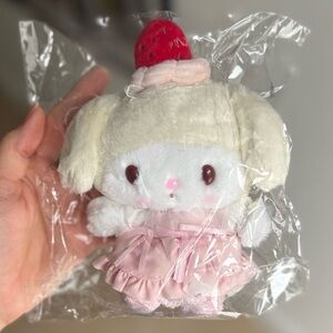 Sanrio Characters My Melody White Strawberry Whipped Cake Mascot Plush Keychain